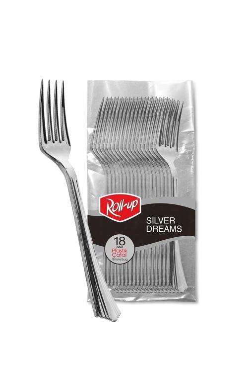Metal Görünümlü Plastik Çatal 18li