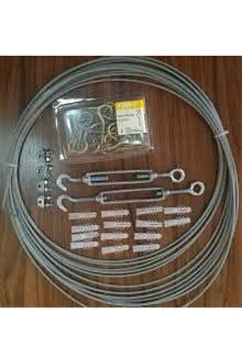 2,50 X10 Metre Balkon Filesi Montaj Aparatları Balkon Ağ Montaj Malzemeleri Kanca Dubel Çelik Halat 