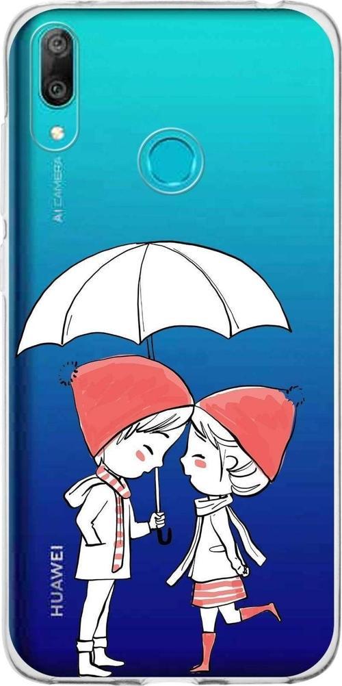 Huawei Y7 2019 Uyumlu Kapak Aşk Tasarımlı Şeffaf Silikon Kılıf
