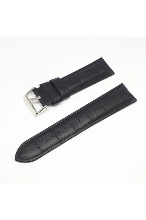 20mm Golf Marka Siyah Croco Hakiki Deri Saat Kordonu