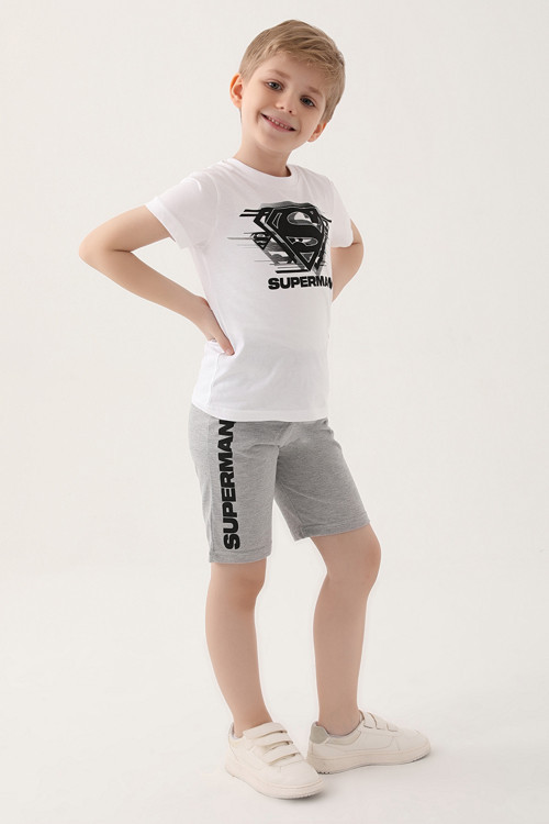 L1644-3 Erkek Çocuk Beyaz Alt Üst Takım