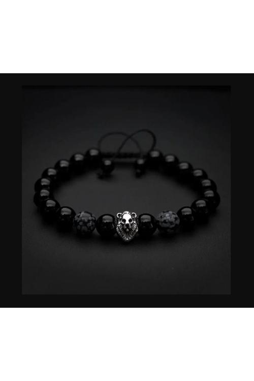 Oniks Ve Obsidyen Doğaltaş Erkek Bileklik