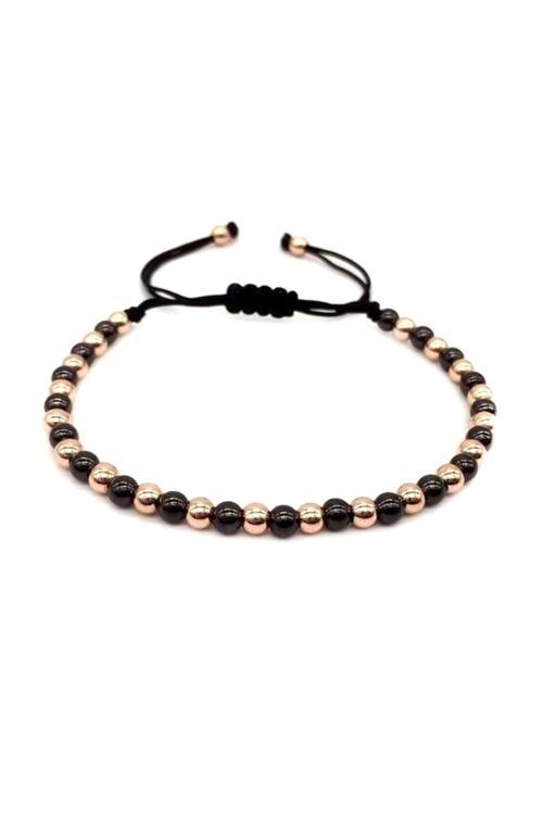 Rose Gold Hematit Ve Oniks Doğal Taş Bileklik