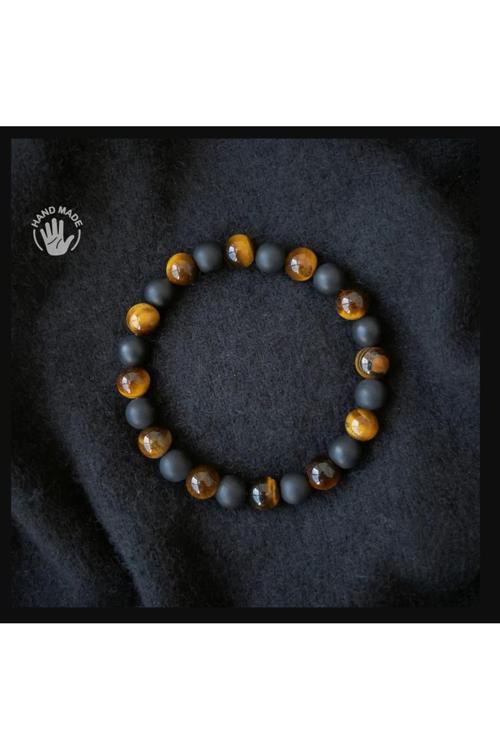 Kaplan Gözü Ve Mat Oniks Doğal Taş Bileklik