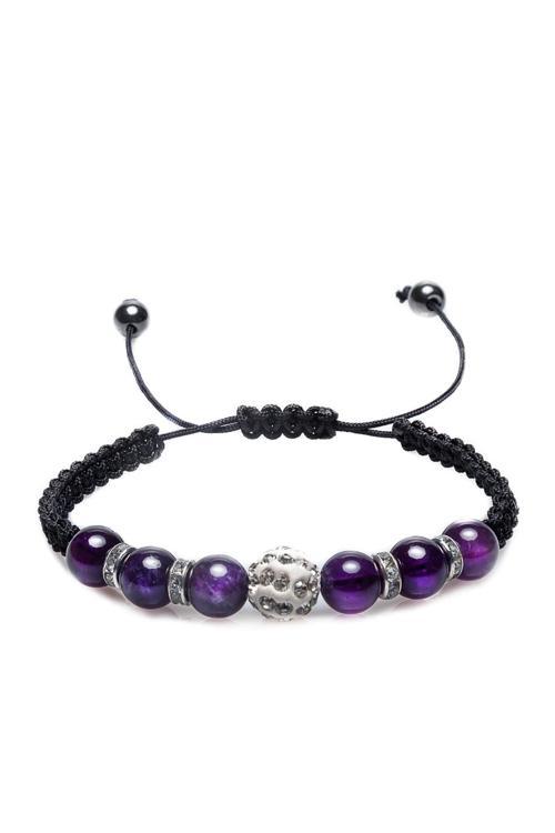 Ametist Makrome Örgü Doğal Taş Bileklik