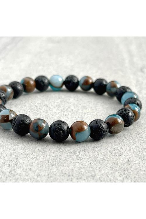 Lav Taşı Ve Murano Kuvars Doğal Taş Bileklik