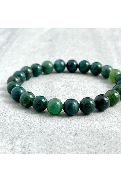 Yosunlu Akik Parlak Doğal Taş Bileklik