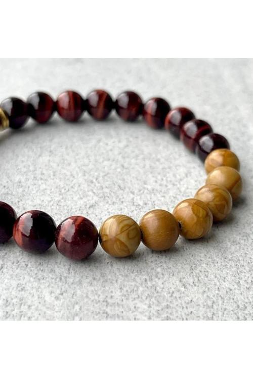 Ardıç Ağacı Ve Kızıl Kaplan Gözü Doğal Taş Bileklik