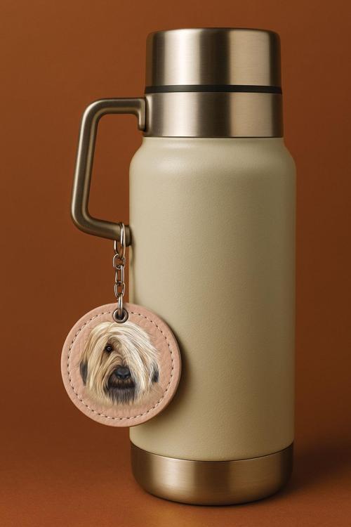 Termos Suluk Charmı Çanta Süsü Aksesuar Süs Zincirli Charm Deri Pembe Karizma Köpek