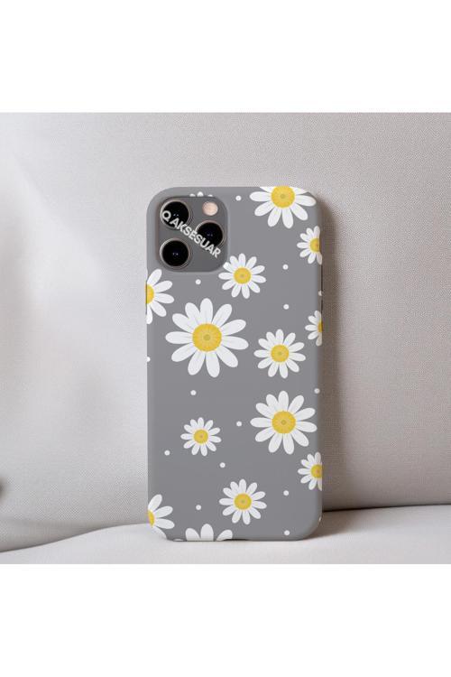 İphone 13 Pro Uyumlu Papatya Desenli İçi Kadife Silikon Tasarım Telefon Kılıfı Kapak