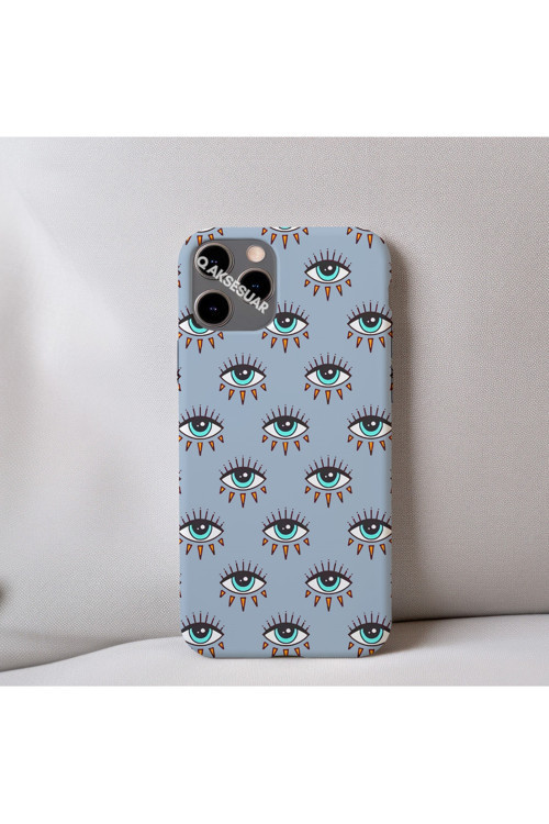 İphone 12 Uyumlu İçi Kadife Göz Desenli Telefon Kılıfı