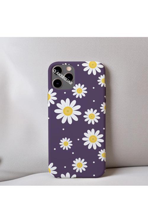 İphone 13 Pro Uyumlu Papatya Desenli İçi Kadife Silikon Tasarım Telefon Kılıfı Kapak