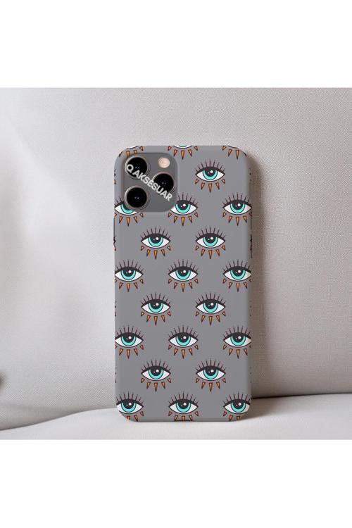 İphone 12 Pro Max Uyumlu İçi Kadife Göz Desenli Telefon Kılıfı