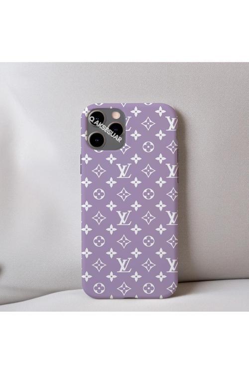İphone 14 Pro Uyumlu İçi Kadife Lv Desenli Tasarım Telefon Kılıfı