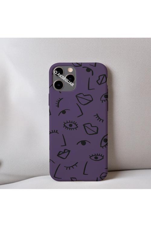 İphone 13 Pro Max Uyumlu İçi Kadife Dudak Desenli Tasarım Telefon Kılıfı