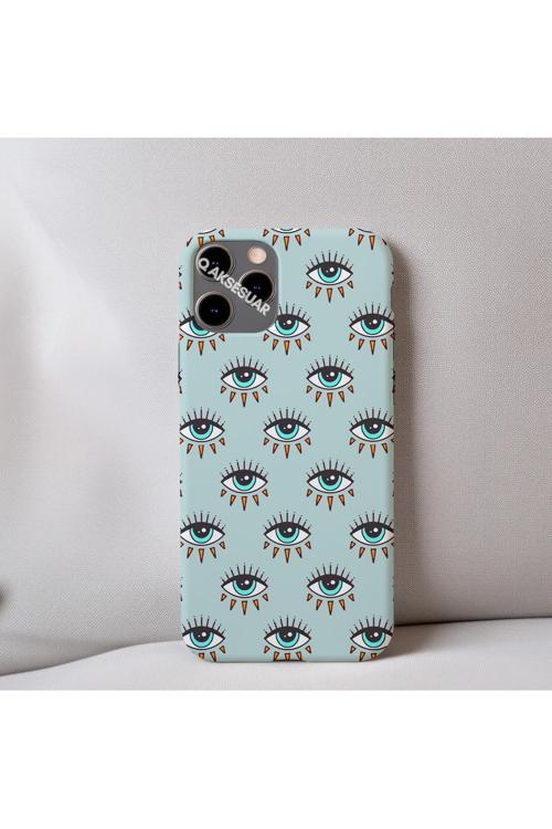 İphone 12 Pro Max Uyumlu İçi Kadife Göz Desenli Telefon Kılıfı