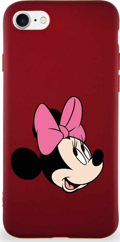 Iphone 7 Uyumlu Soft Premier Kapak Minnie Mouse-A Tasarımlı Silikon Kılıf - Mürdüm