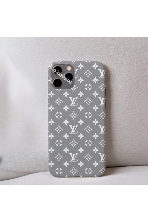 İphone 14 Plus Uyumlu İçi Kadife Lv Desenli Tasarım Telefon Kılıfı