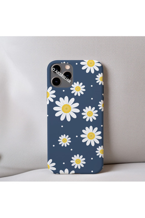 İphone 12 Mini Uyumlu Papatya Desenli İçi Kadife Silikon Tasarım Telefon Kılıfı Kapak