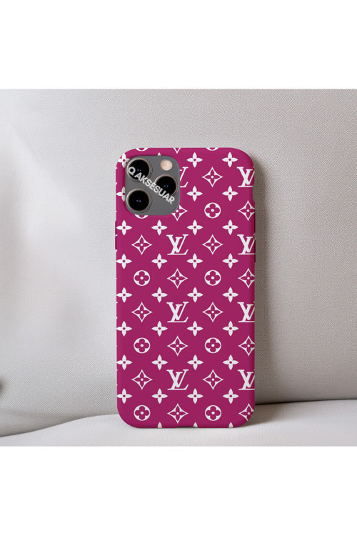 İphone 15 Uyumlu İçi Kadife Lv Desenli Tasarım Telefon Kılıfı