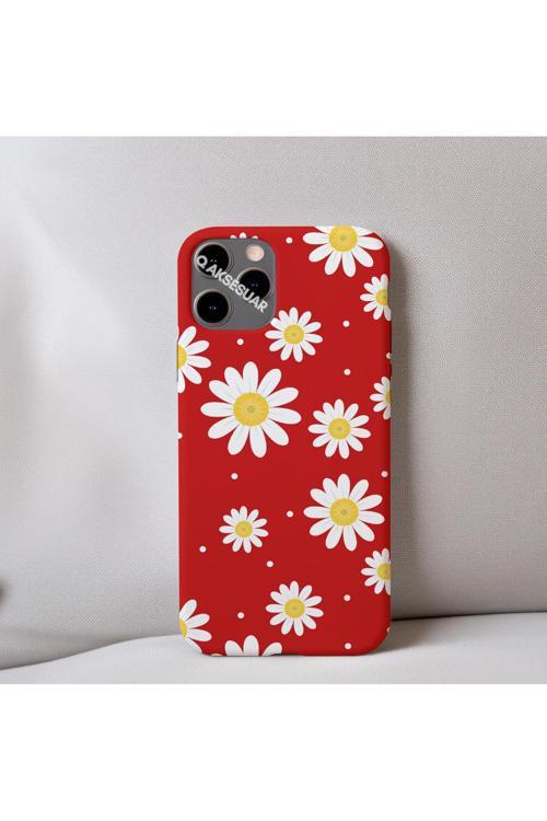 İphone 11 Uyumlu Papatya Desenli İçi Kadife Silikon Tasarım Telefon Kılıfı Kapak