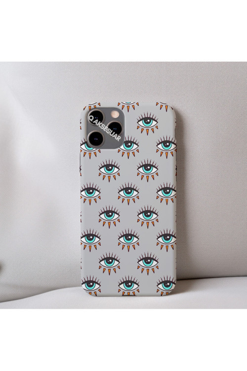 İphone 11 Uyumlu İçi Kadife Göz Desenli Telefon Kılıfı