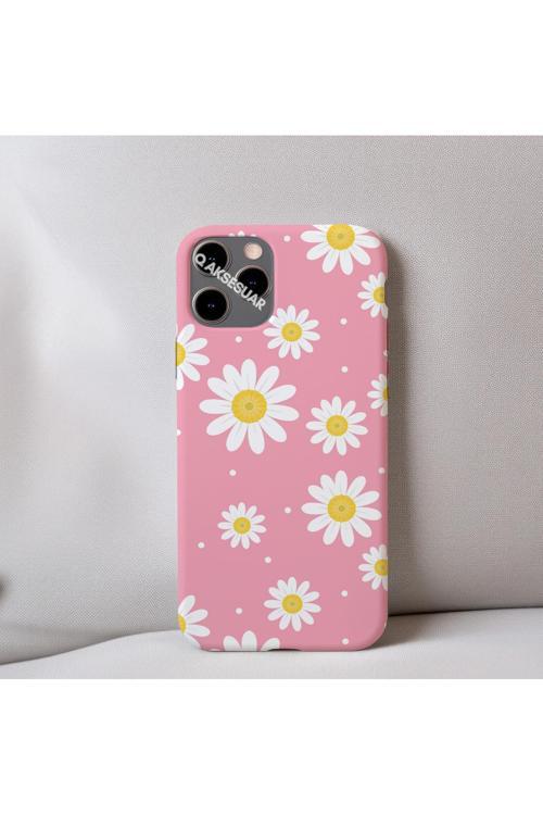 İphone 15 Plus Uyumlu Papatya Desenli İçi Kadife Silikon Tasarım Telefon Kılıfı Kapak