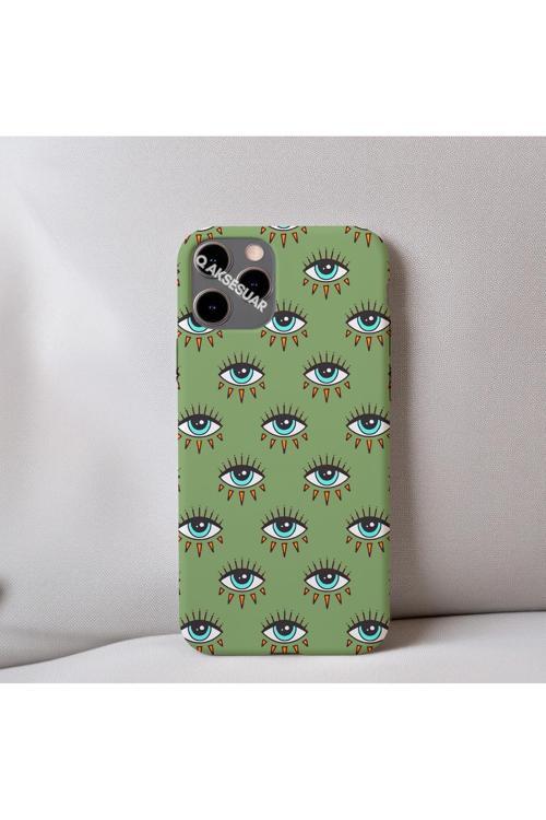 İphone 8 Plus Uyumlu İçi Kadife Göz Desenli Telefon Kılıfı