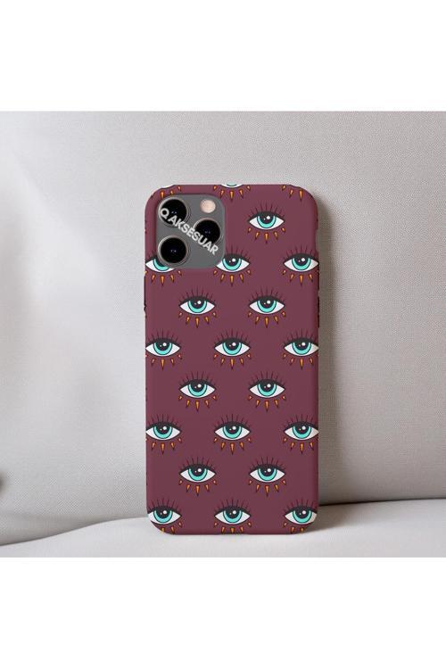 İphone X Uyumlu İçi Kadife Göz Desenli Telefon Kılıfı