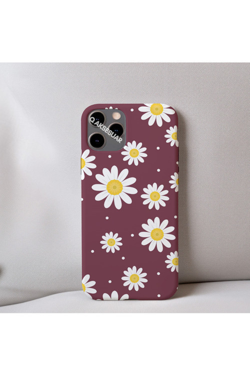 İphone 7 Plus Uyumlu Papatya Desenli İçi Kadife Silikon Tasarım Telefon Kılıfı Kapak