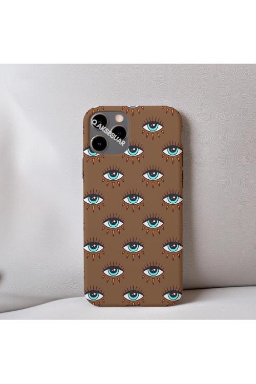 İphone 7 Plus Uyumlu İçi Kadife Göz Desenli Telefon Kılıfı