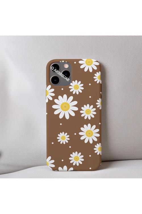 İphone 8 Plus Uyumlu Papatya Desenli İçi Kadife Silikon Tasarım Telefon Kılıfı Kapak