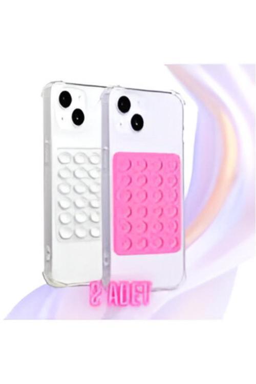 Silikon Vantuzlu Telefon Tutacağı Yapışkanlı Cep Telefonu Tutucu Pembe Ve Beyaz 2 Renk