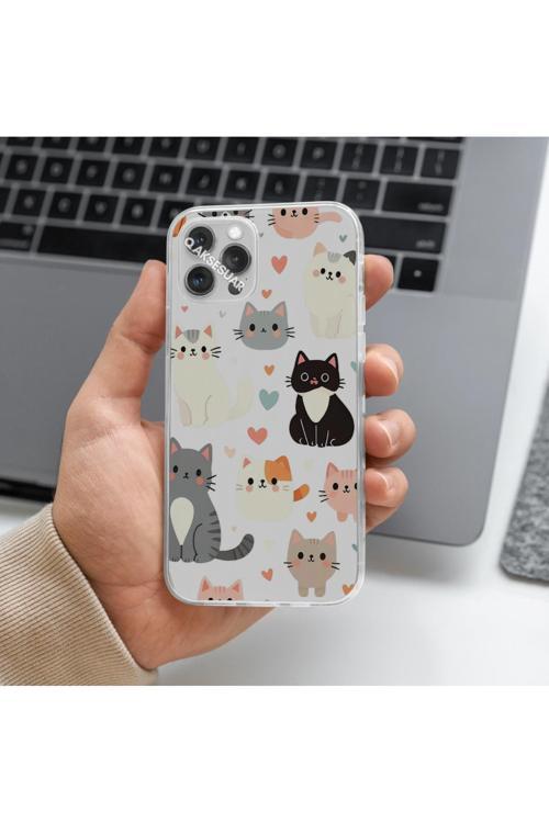 Poco M6 Pro 4G Uyumlu Sevimli Kedi Tasarımlı Premium Şeffaf Telefon Kılıfı