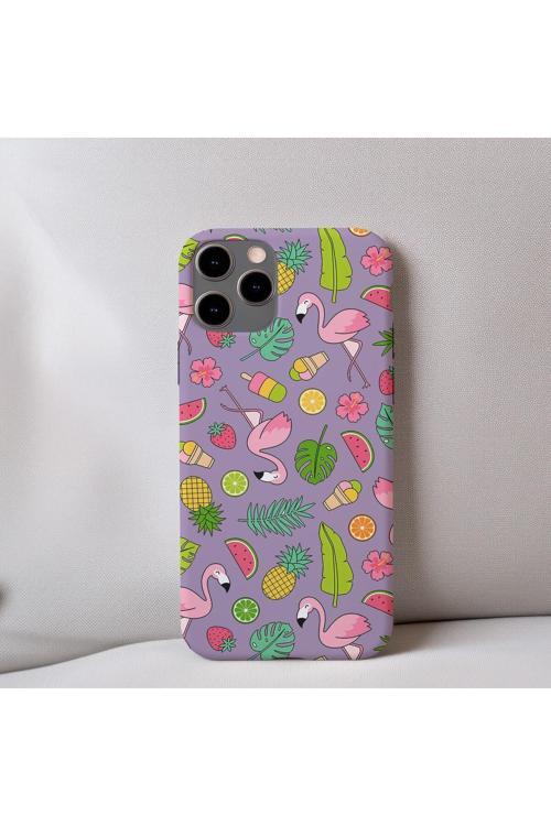 İphone 11 Pro Uyumlu İçi Kadife Flamingo Desenli Telefon Kılıfı