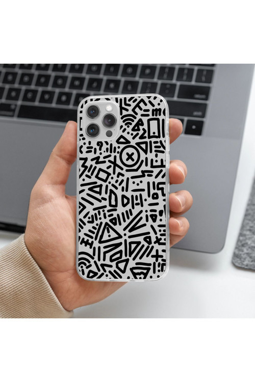 Tecno Pova 4 Uyumlu Şekiller Tasarımlı Premium Şeffaf Telefon Kılıfı