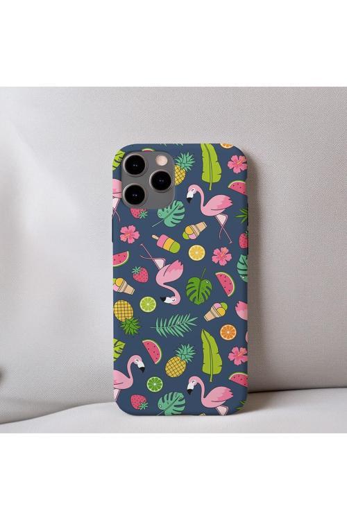 İphone Xs Uyumlu İçi Kadife Flamingo Desenli Telefon Kılıfı