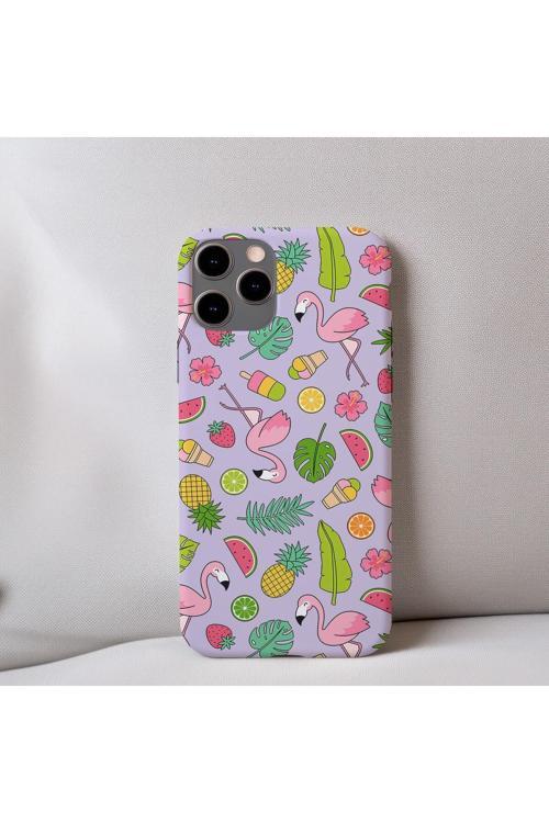 İphone Xs Uyumlu İçi Kadife Flamingo Desenli Telefon Kılıfı