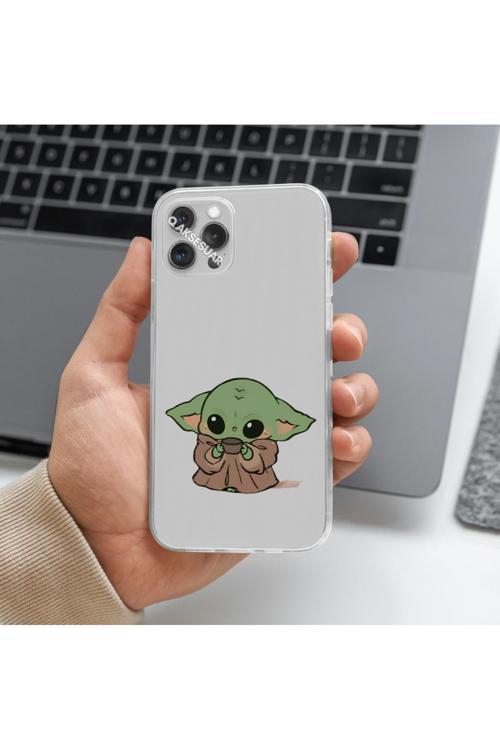 Huawei Y7 2019 Uyumlu Baby Yoda Tasarımlı Premium Şeffaf Telefon Kılıfı