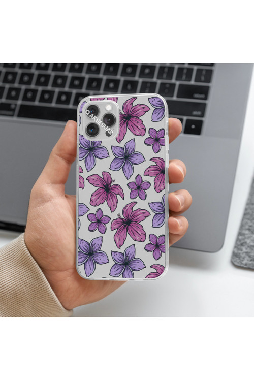 İphone 6S Plus Uyumlu Çiçek Tasarımlı Premium Şeffaf Telefon Kılıfı