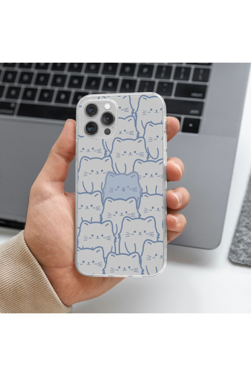 İphone 16 Pro Max Uyumlu Kedi Tasarımlı Premium Şeffaf Telefon Kılıfı