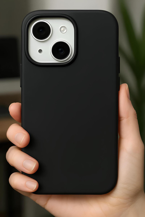 İphone 15 Uyumlu Silikon Lansman Telefon Kılıfı - Siyah