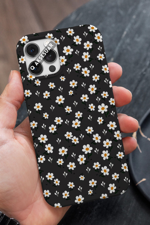 İphone 14 Uyumlu Papatyalar Tasarımlı Premium Telefon Kılıfı