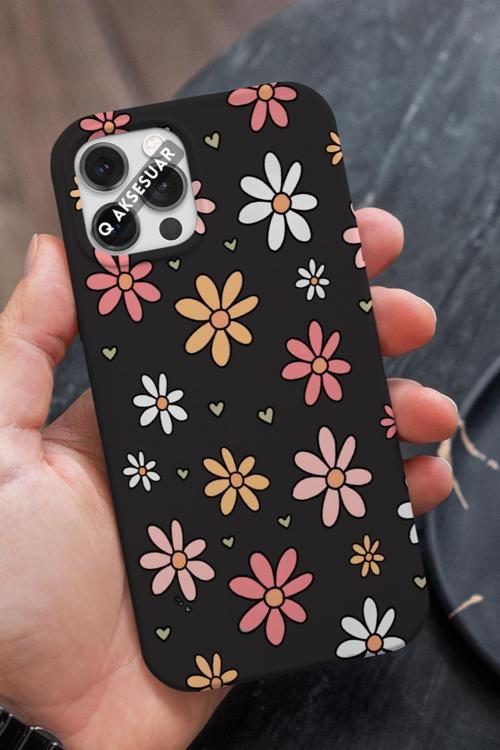 Oppo A15S Uyumlu Renkli Çiçekler Tasarımlı Premium Telefon Kılıfı