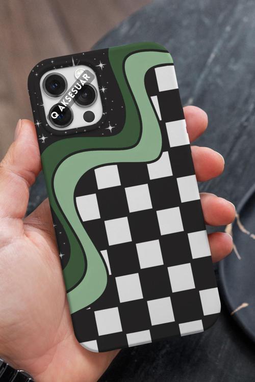 İphone Xr Uyumlu Kareler Tasarımlı Premium Telefon Kılıfı