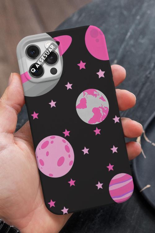 Poco X4 Gt Uyumlu Pembe Gezegenler Tasarımlı Premium Telefon Kılıfı