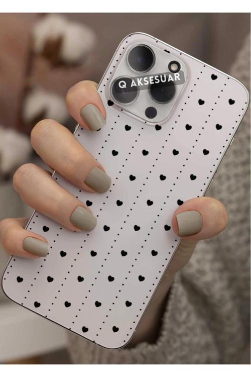 İphone 12 Pro Uyumlu Mini Kalpler Tasarımlı Şeffaf Telefon Kılıfı Kapak Case