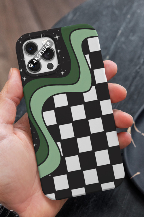 İphone 12 Pro Uyumlu Kareler Tasarımlı Premium Telefon Kılıfı