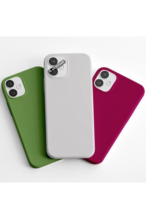 İphone 7 Uyumlu 3'Lü Set Basic Telefon Kılıfı Fıstık Yeşil-Beyaz-Fuşya