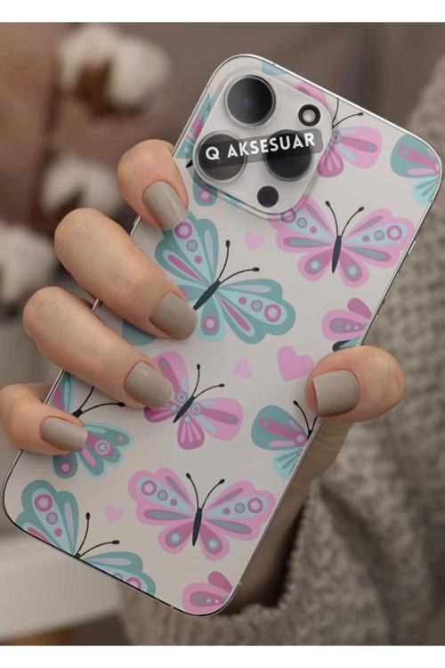 İphone 6S Plus Uyumlu Renkli Kelebek Tasarımlı Şeffaf Telefon Kılıfı Kapak Case